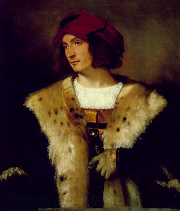 TIZIANO Vecellio Portrait of a Man in a Red Cap er Norge oil painting art